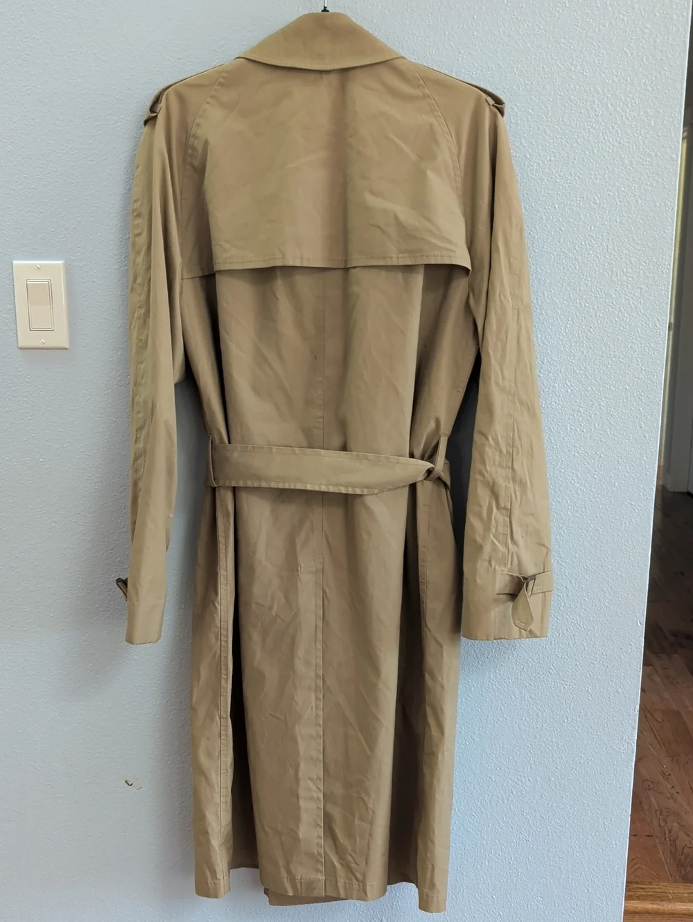 London Fog Maincoats Tan Double-Breasted Trench Coat with Belt
